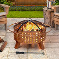 SUNJOY 83CM Steel Fire Pit with Mesh Screen - Woven Pattern