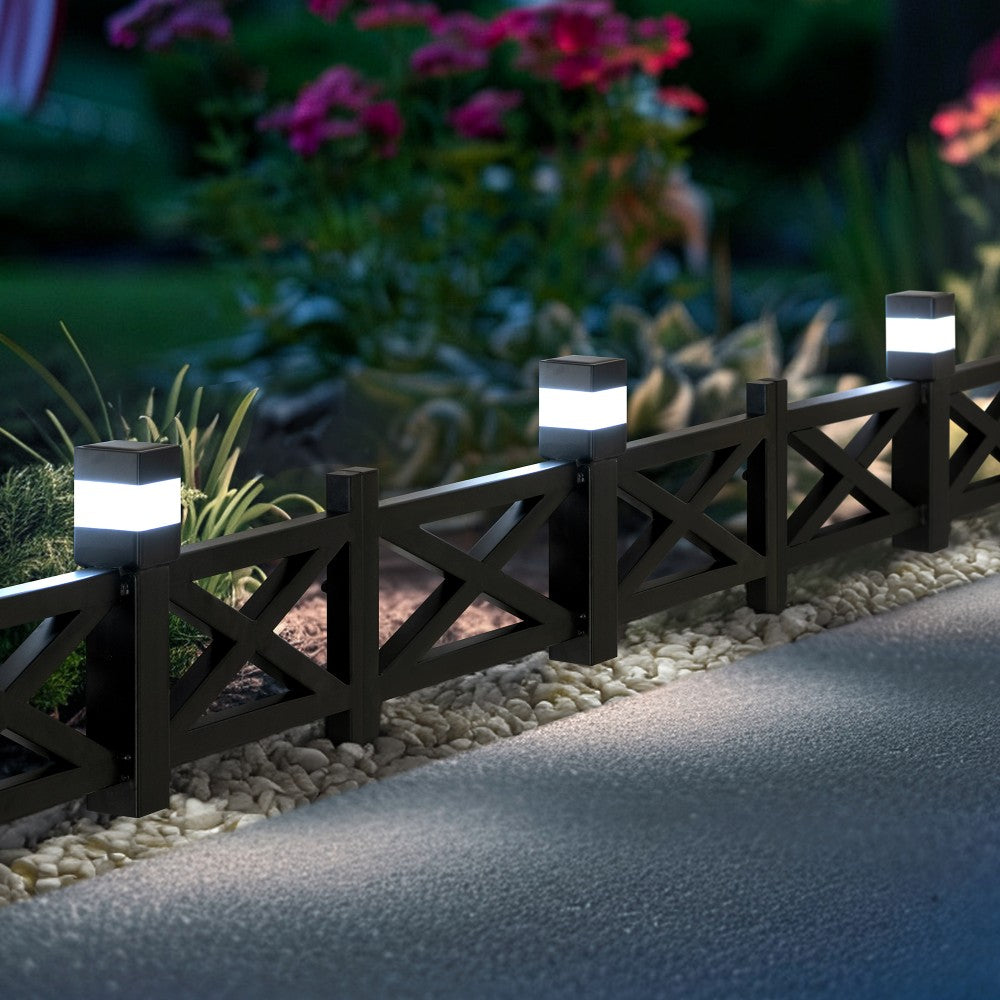 SUNJOY Metal Garden Fence with Solar Lights (5-Pack) - Lattice
