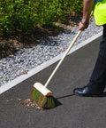 Traditional Wooden Yard Broom  - Stiff - 130cm 31cm 12cm 1.5kg / Sherbro / Green Polypropylene