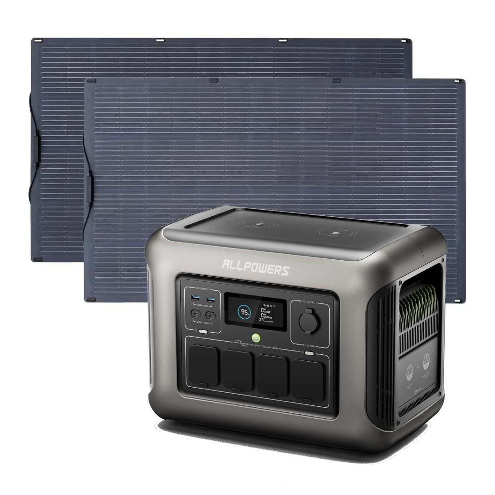 ALLPOWERS 1800W Solar Generator Kit (R1500 + SF100 100W Flexible Solar Panel) - R1500   + 2PCS SF100 100W Solar Panel