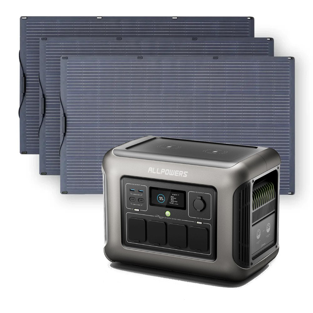 ALLPOWERS 1800W Solar Generator Kit (R1500 + SF200 200W Flexible Solar Panel) - R1500 +3PCS SF200 200W Solar Panel