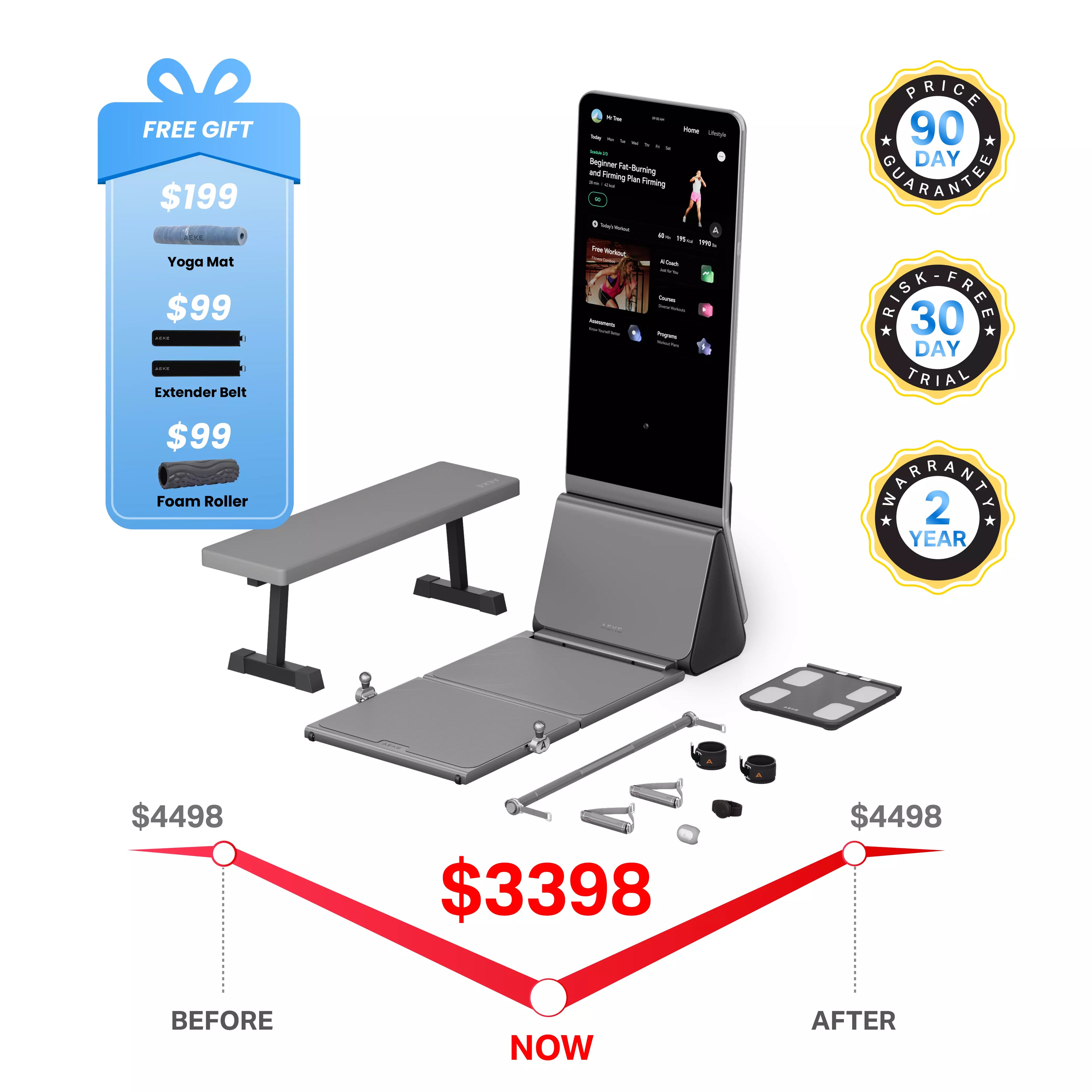 AEKE Smart Home Gym K1 - K1 Complete Set + Bench (B3)