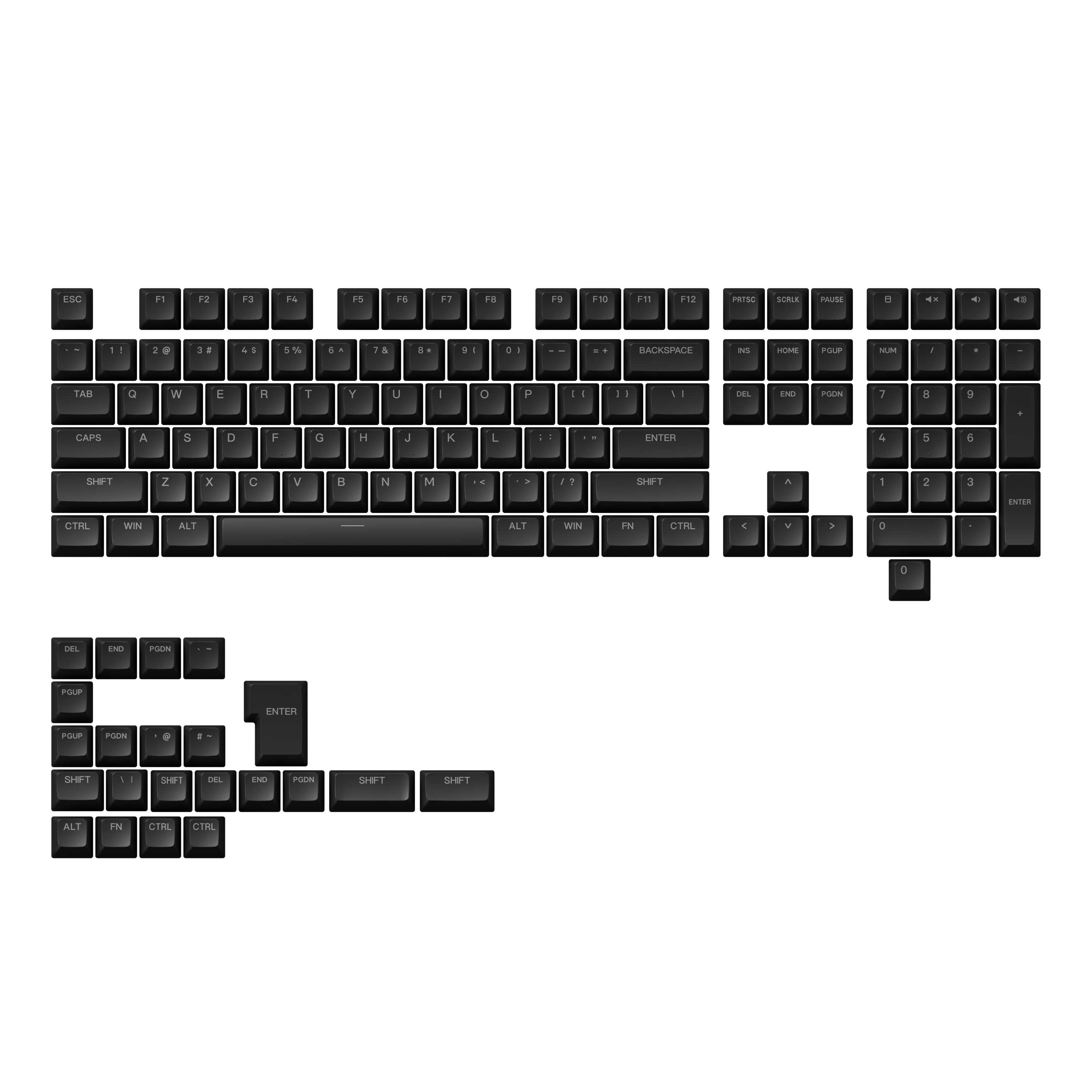 ASA Shine-Through Keycap Set (131-Key) - Black