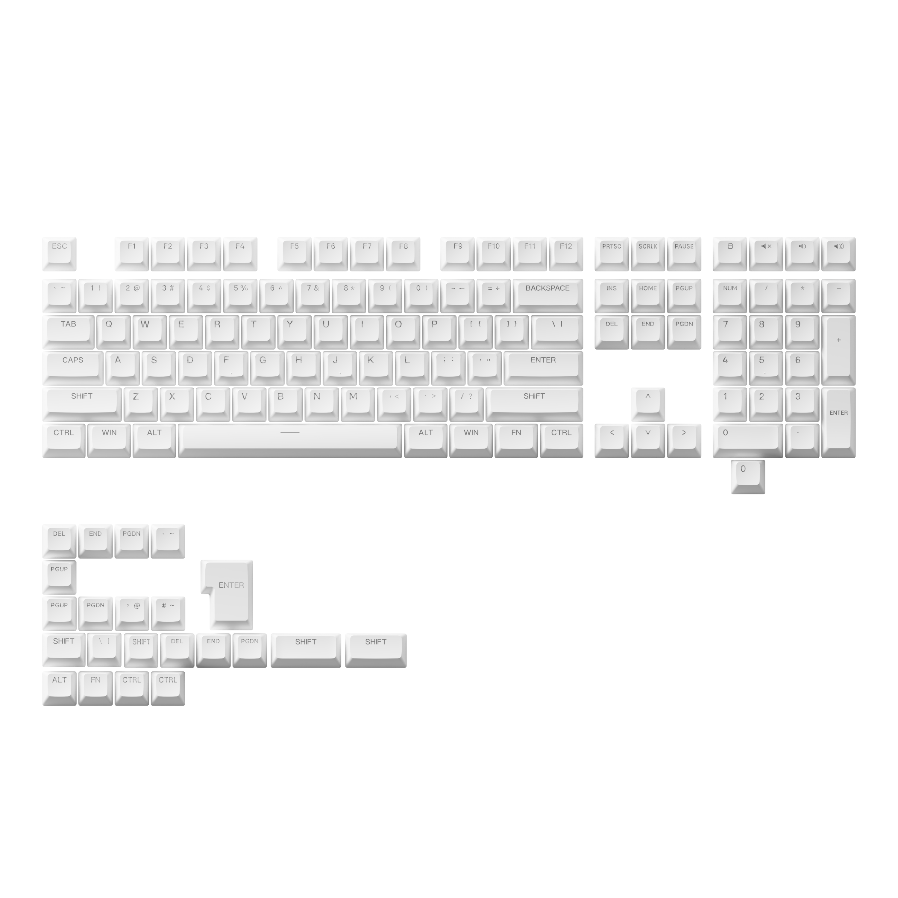 ASA Shine-Through Keycap Set (131-Key) - White