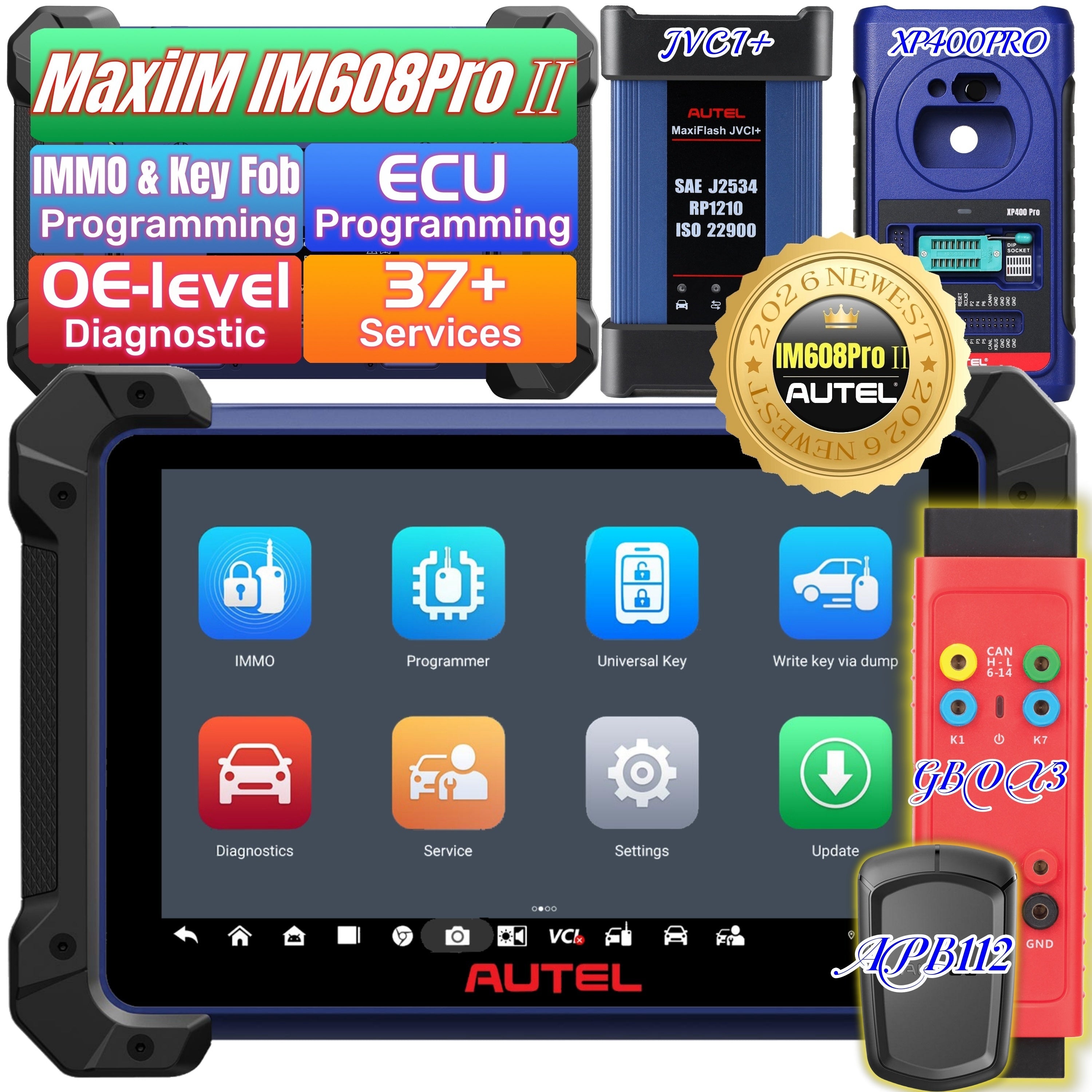 Autel MaxiIM IM608 Pro II Key Fob Programming Tool | US Version with Local Warranty & Support - Autel MaxiIM IM608 Pro2+GBOX3+APB112
