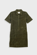 A-Line Zip Dress - Olive Cord - 6