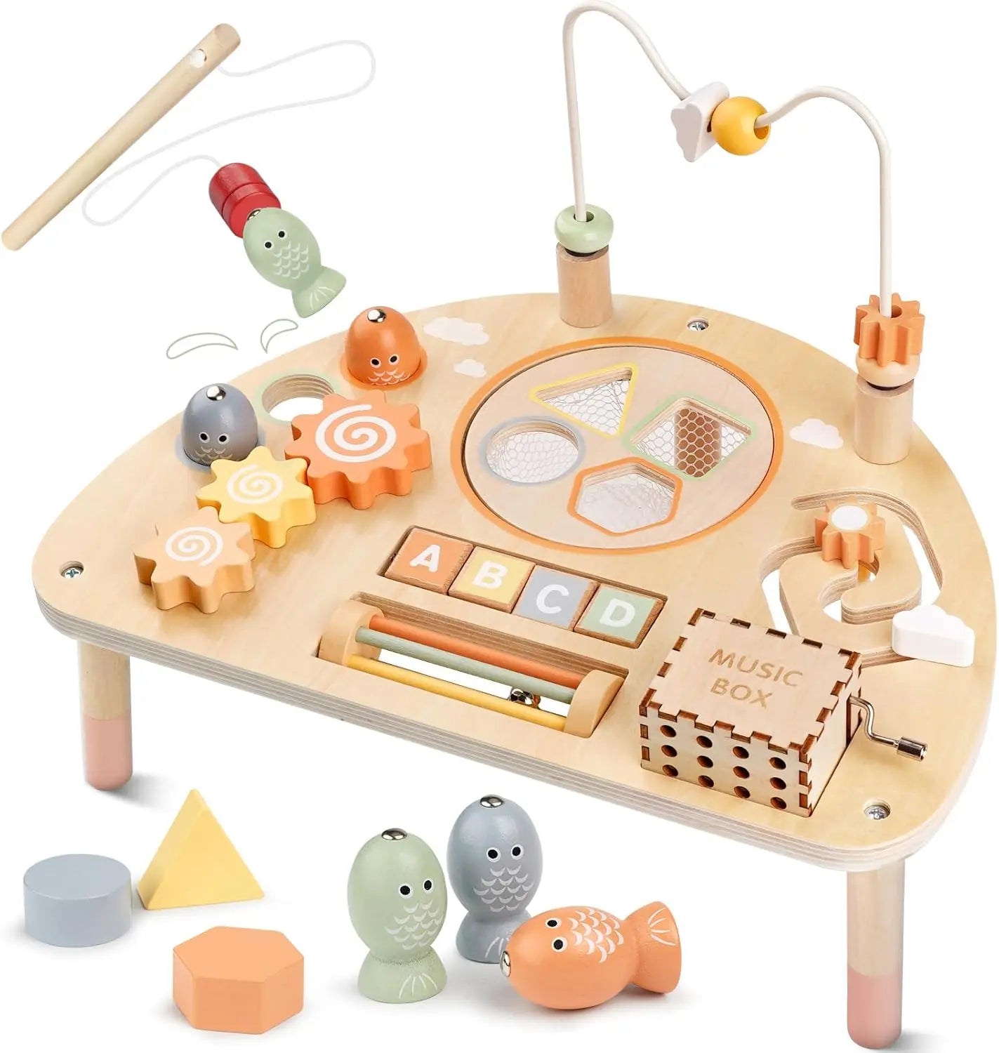 Montessori 8-in-1 Wooden Activity Table for Toddlers