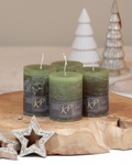 Adventskerzen olivgrün – 4er-Set, handgemacht · ~48 h Brenndauer