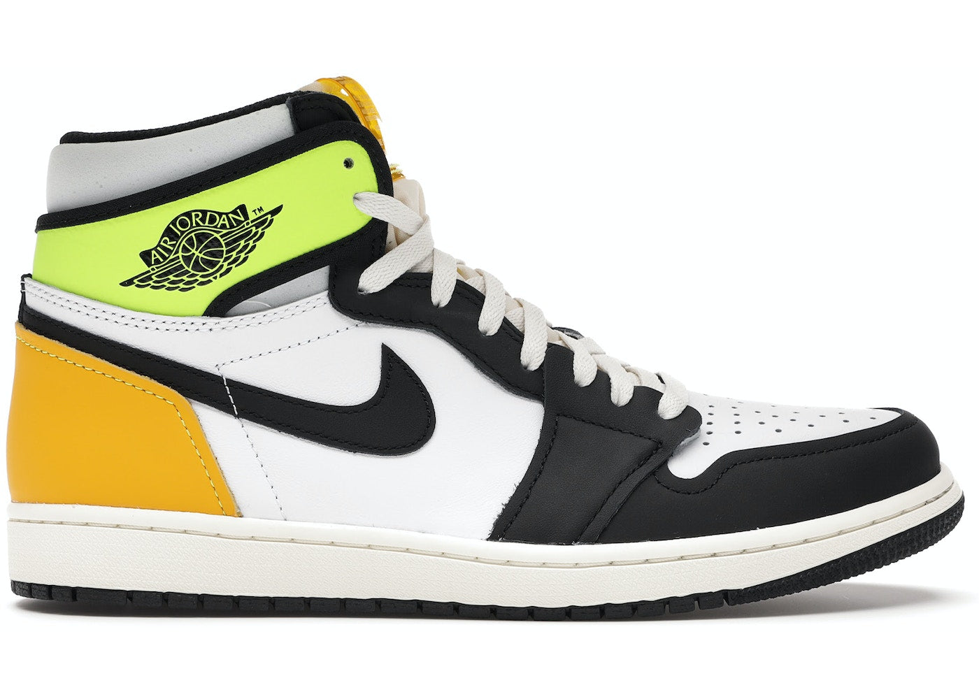 Jordan 1 Retro High White Black Volt University Gold - EU 38