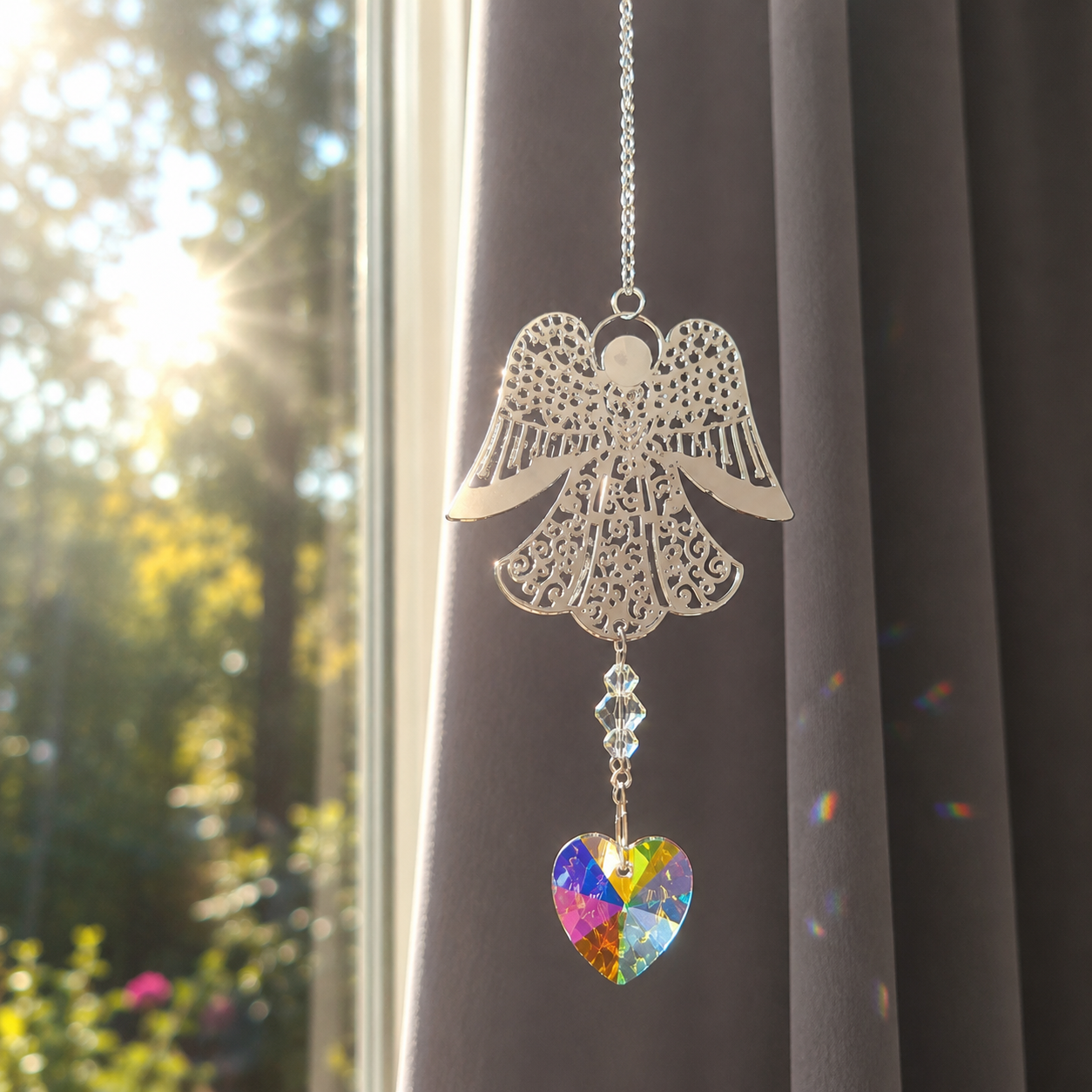 Attrape-soleil Suspension Ange Cœur de Cristal