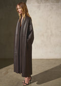 LEATHER CAPE COAT - Dark Espresso - XS/S