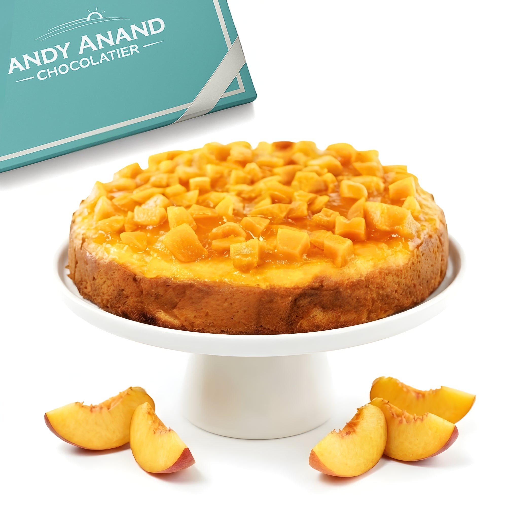 Andy Anand Gluten-Free Peach Cake, 9-Inch – All-Natural Ingredients, No Preservatives, Gourmet Gift Box, Moist & Delicious Birthday Dessert