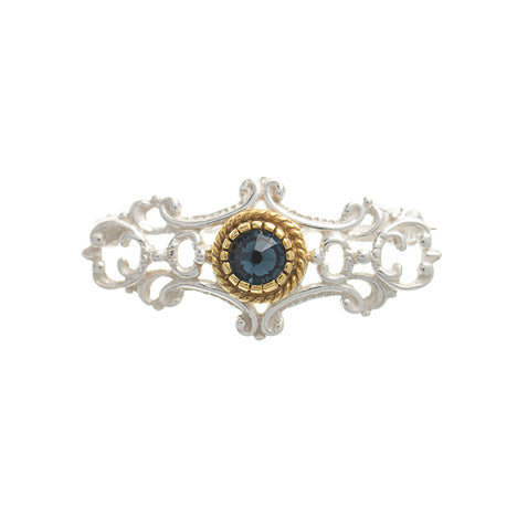 Brosche 925 Silber Trachtenschmuck Zirkonia blau