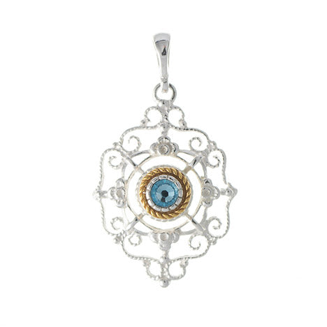 Anhänger 925 Silber Trachtenschmuck Zirkonia hellblau