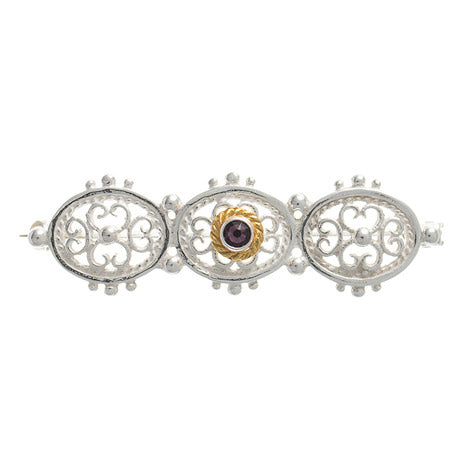 Brosche 925 Silber Trachtenschmuck Zirkonia lila