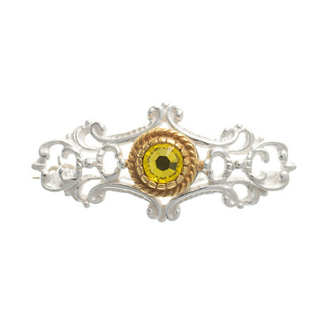 Brosche 925 Silber Trachtenschmuck Zirkonia gelb