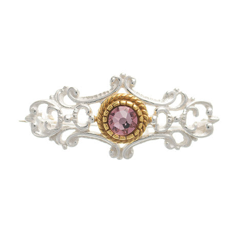 Brosche 925 Silber Trachtenschmuck Zirkonia rosa