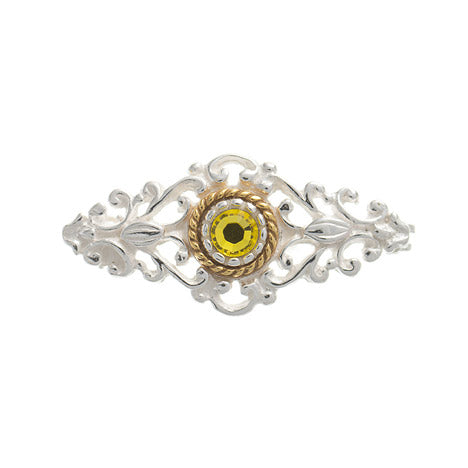Brosche 925 Silber Trachtenschmuck Zirkonia gelb