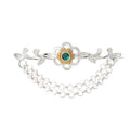 Brosche 925 Silber Trachtenschmuck Zirkonia dunkelgrün
