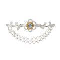 Brosche 925 Silber Trachtenschmuck Zirkonia hellblau