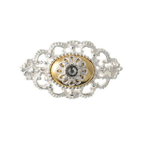 Brosche 925 Silber Trachtenschmuck Zirkonia anthrazit