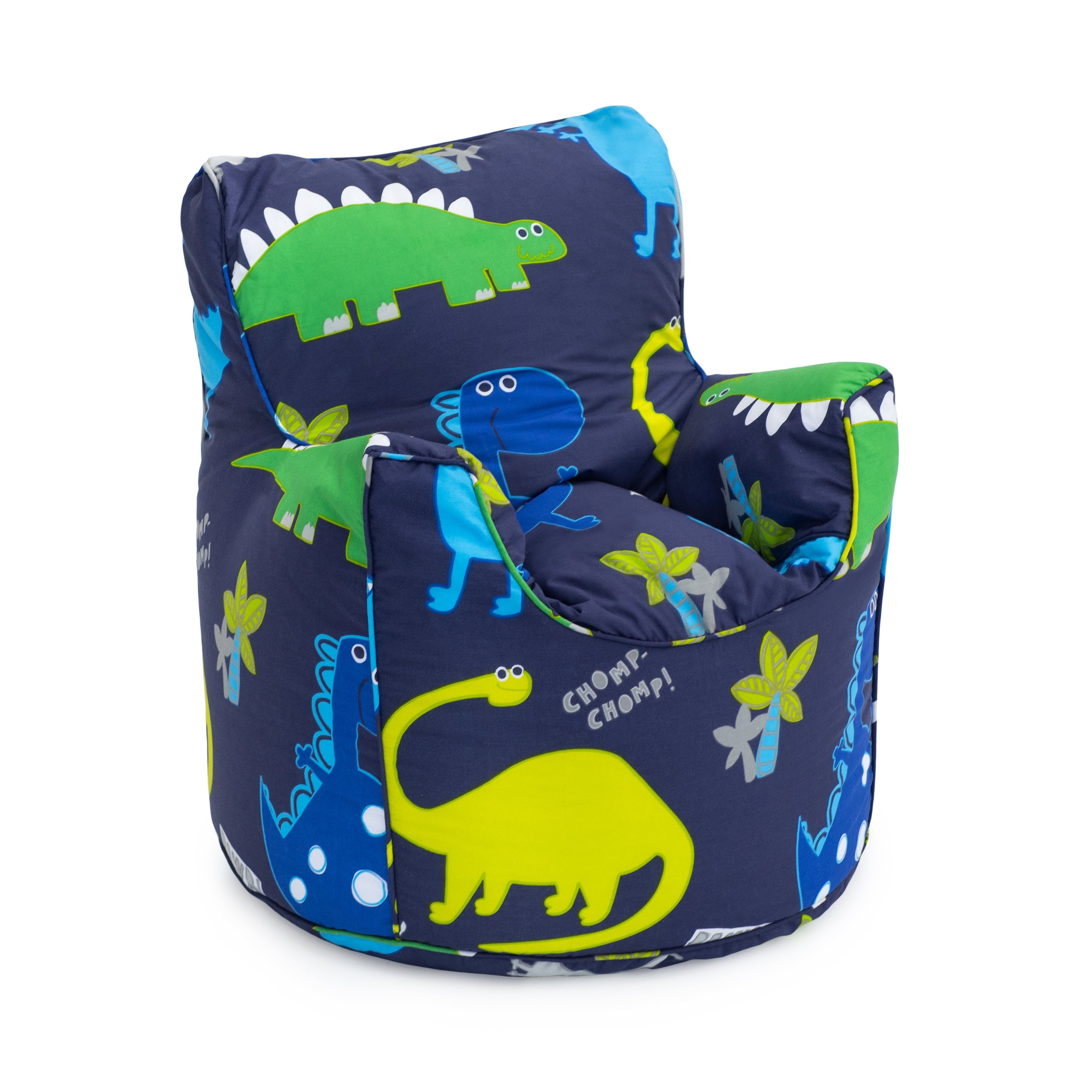 Printed Bean Bag Chair Kids Indoor Childrens Bean Bags Highback Pouffes - Dino Dark