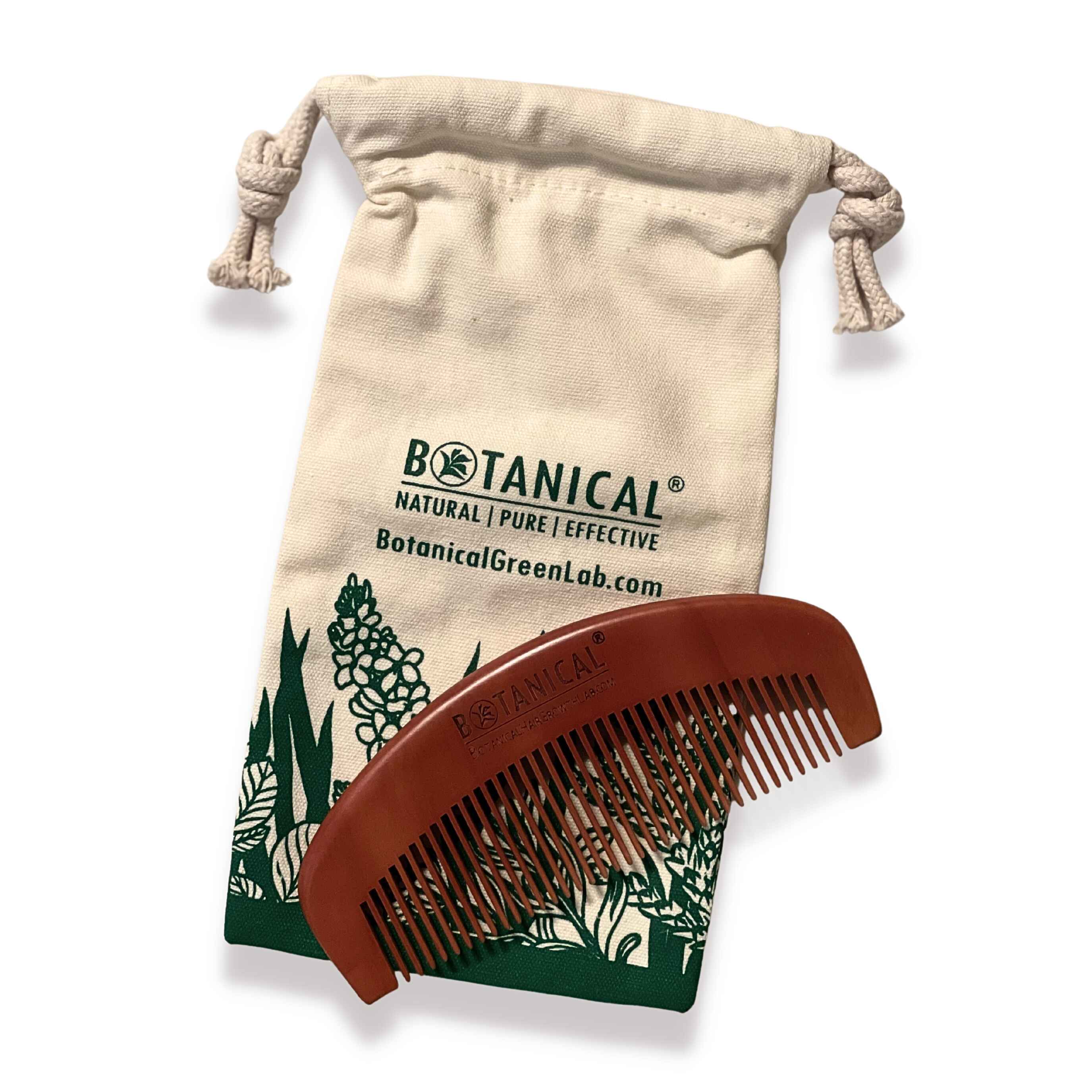 Apricot Wood Hair Grooming Comb | Wide Tooth Anti-Static | Scalp Stimulating | Travel Pouch Included | Essential SPA
