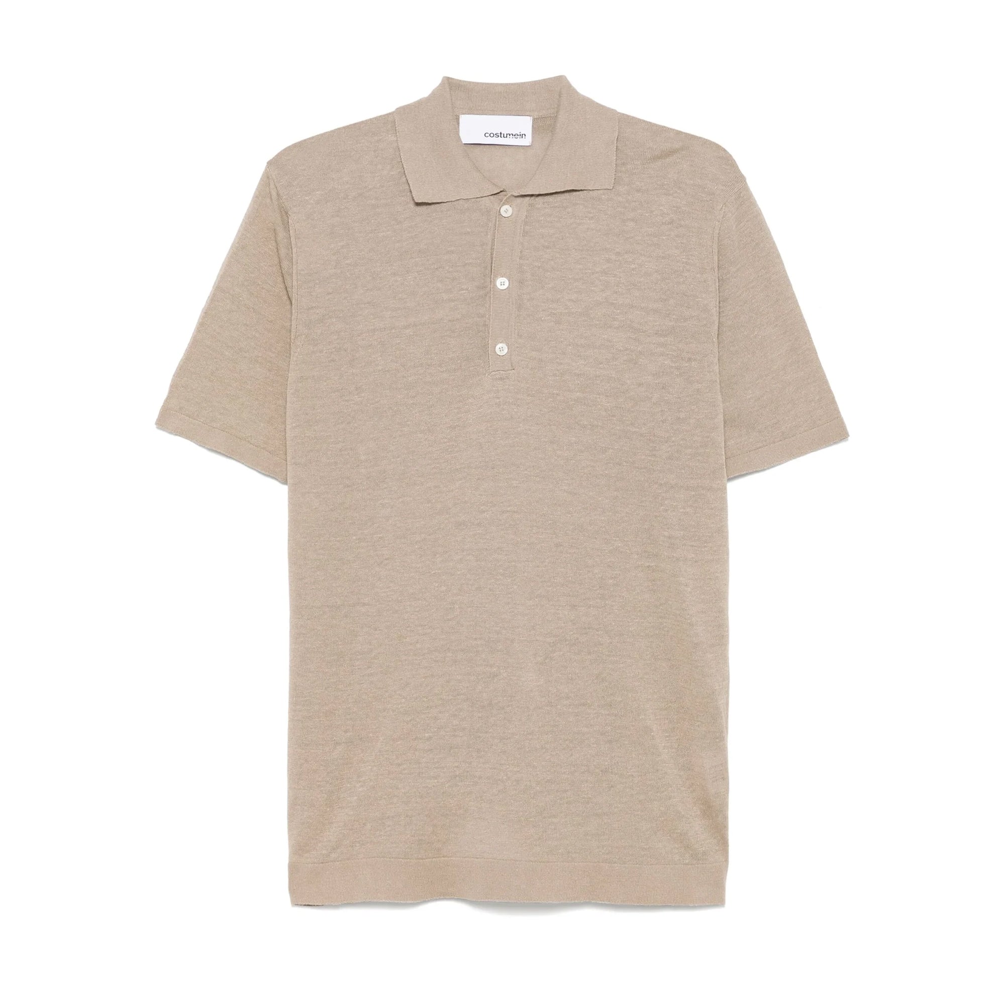 Polo Putri beige in lino e cotone - S