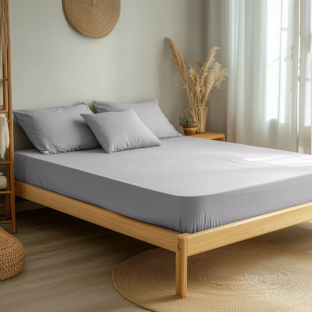 Fein-Jersey Spannbettlaken - Hellgrau / 90-100 x 200 cm