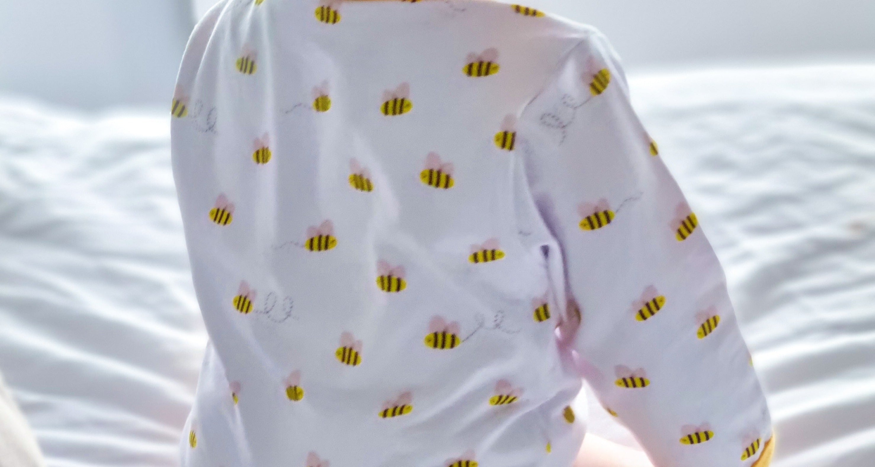 Bees Sleepsuit - 3-6mths / Bees / White