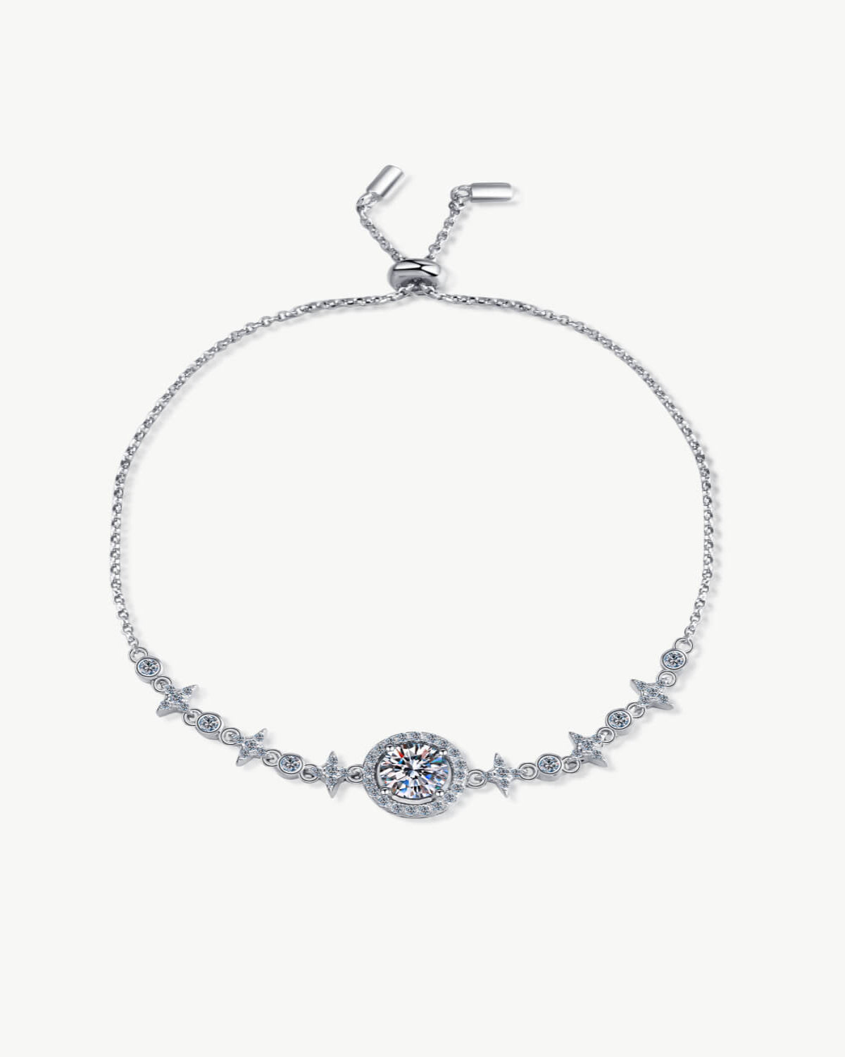1 Carat Diamond Adjustable Round Charm Bracelet - Show You The Way - 1.0 ct. / 18K White Gold / Natural (+$1000)