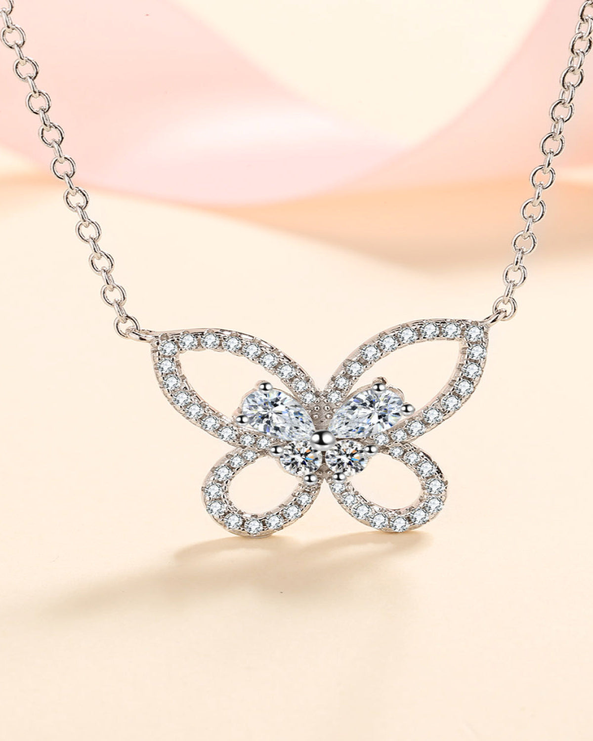 0.82 Carat Diamond Butterfly Pendant Necklace
