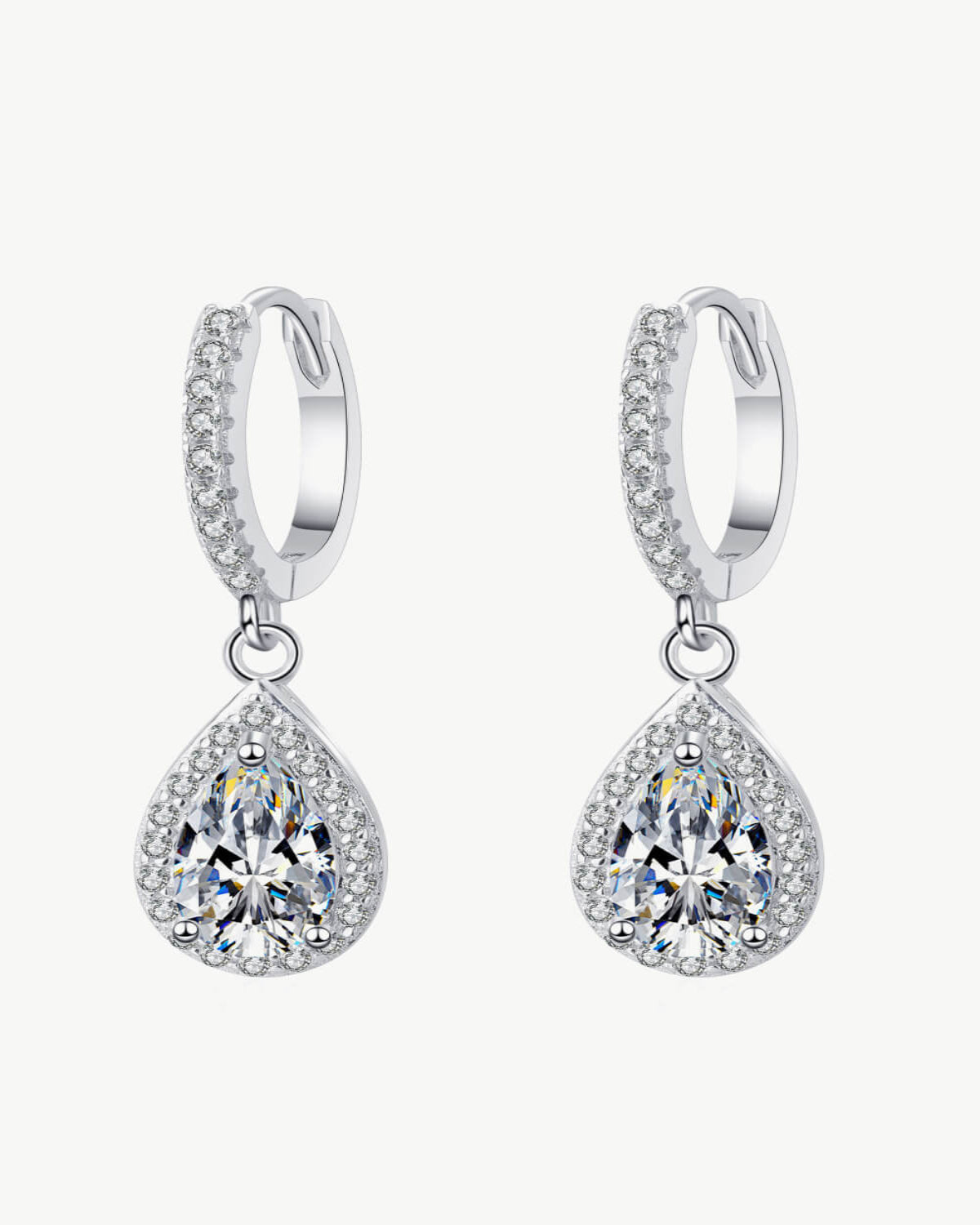 2 Carat Diamond Pear Drop Earrings - 2.0 ct. / Platinum (+$1000) / Natural (+$2000)