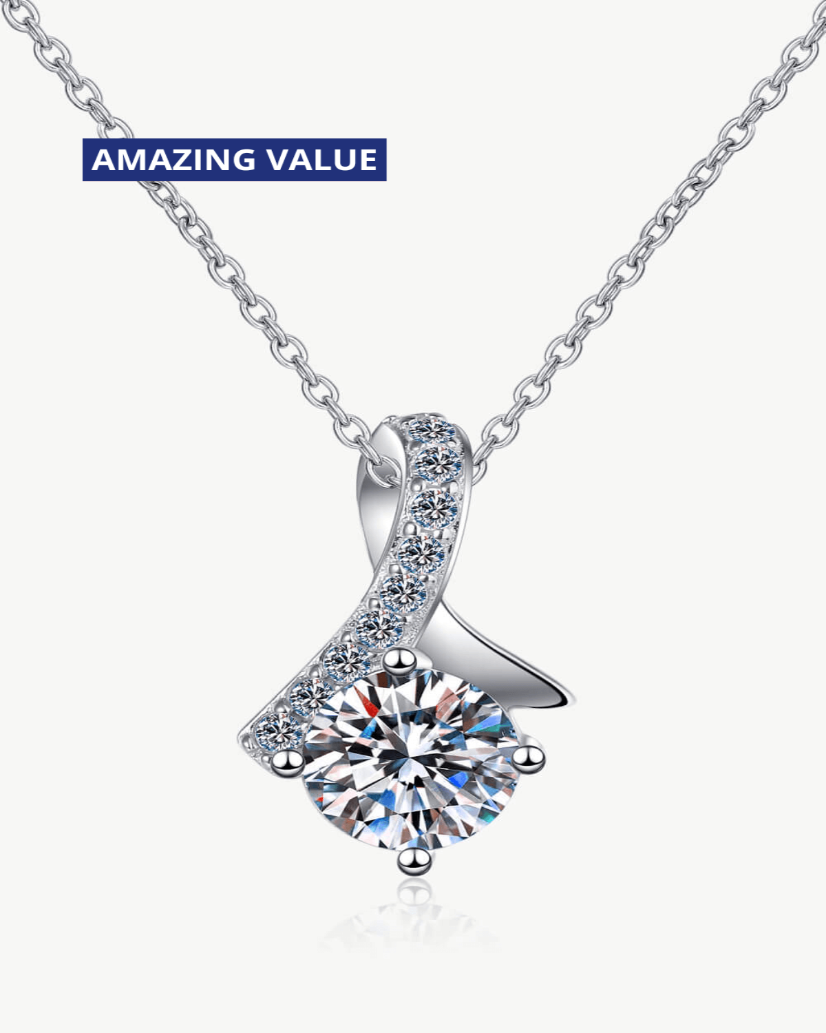 1 Carat Diamond Pendant Necklace - Unique and Chic - 1.0 ct. / 18K White Gold / Natural (+$1000)