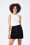 Black Tara Denim Cargo Pocket Button Up Mini Skirt - 12