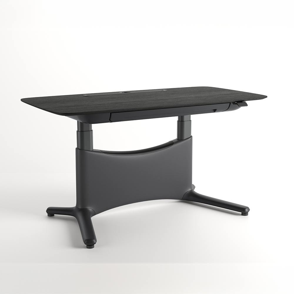 COLAMY LumiDesk All-in-1 Electric Height Adjustable Desk - 55.1"x 28.0" / Black Oak-Black / VENEER