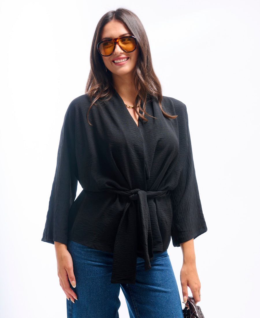 Black Soft Belted Jacket - L
