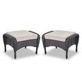 Outdoor Wicker Ottoman, NDS Series - Black Wicker / Beige Cushion