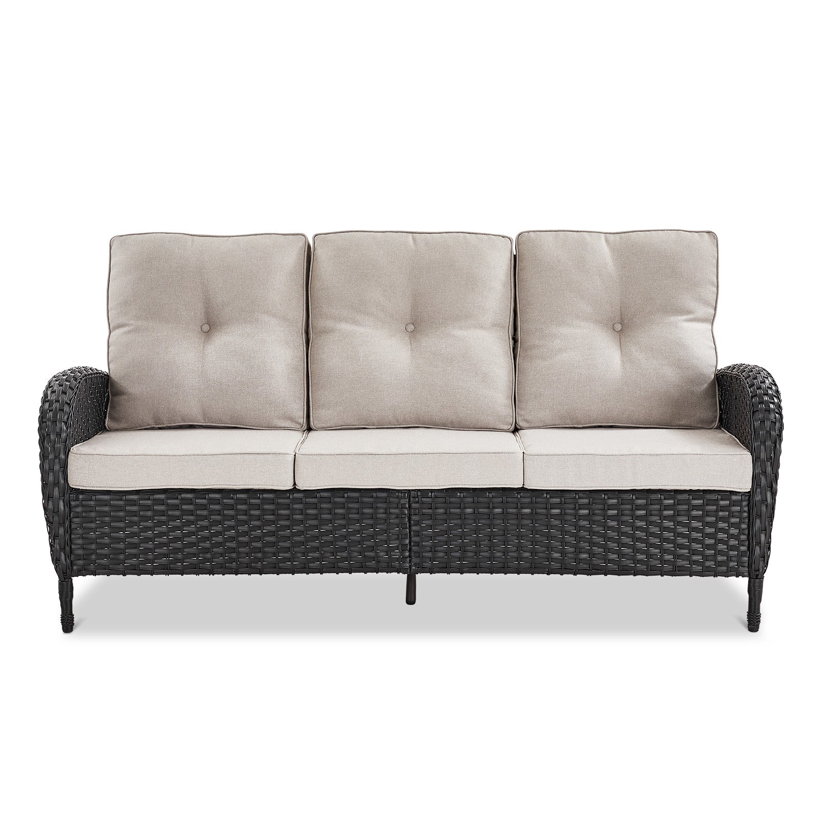 Outdoor Wicker Sofa, NDS Series - Black Wicker / Beige Cushion