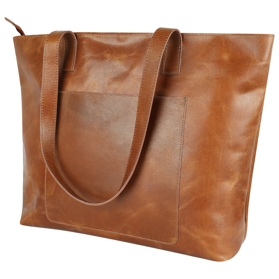 Zuri Leather Tote Large - Mocha