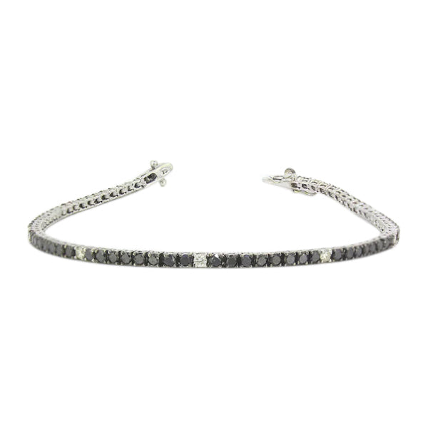 3 Ct Black & White Diamond Tennis Bracelet - 10K Rose Gold
