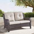 1 Piece Outdoor Patio Furniture Wicker Loveseat Sofa, NTC Series - Brown Wicker / Beige Cushion