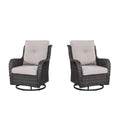 Outdoor 2PC PE Rattan Swivel Glider Chairs, NTC Series - Brown Wicker / Beige Cushion