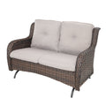 Outdoor Wicker Glider Loveseat – 2-Seater, Smooth Gliding, NTC Series - Brown Wicker / Beige Cushion