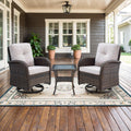 Swivel Glider Chairs Set with Side Table, NDS Series - Brown Wicker / Beige Cushion