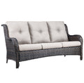 1 Piece Outdoor Patio Furniture Wicker 3-Seater Sofa, NTC Series - Brown Wicker / Beige Cushion