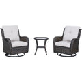 Swivel Glider Chairs Set with Side Table, NTC Series - Brown Wicker / Beige Cushion