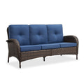 Outdoor Wicker Sofa, NDS Series - Brown Wicker / Blue Cushion