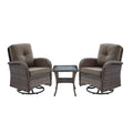 Swivel Glider Chairs Set with Side Table, NDS Series - Brown Wicker / Grey Cushion