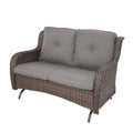 Outdoor Wicker Glider Loveseat – 2-Seater, Smooth Gliding, NTC Series - Brown Wicker / Grey Cushion